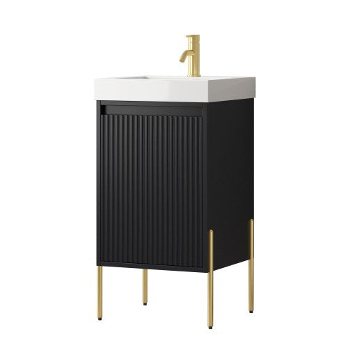 002 Series Charcoal Wood Bathroom Vanity 1