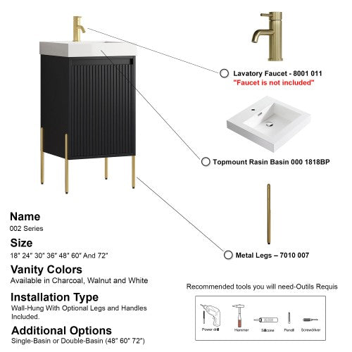 002 Series Charcoal Wood Bathroom Vanity 8