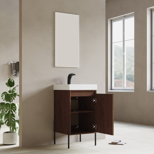 002 Series Walnut Wood Bathroom Vanity 5