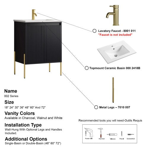 002 Series Charcoal Wood Bathroom Vanity 7