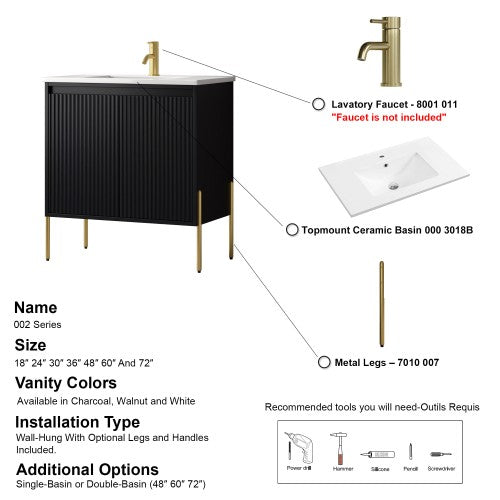 002 Series Charcoal Wood Bathroom Vanity 7