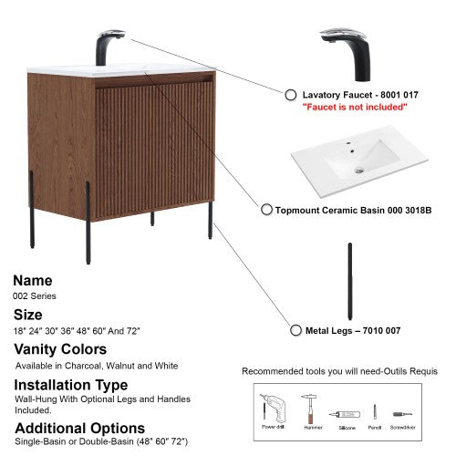 002 Series Walnut Wood Bathroom Vanity 6
