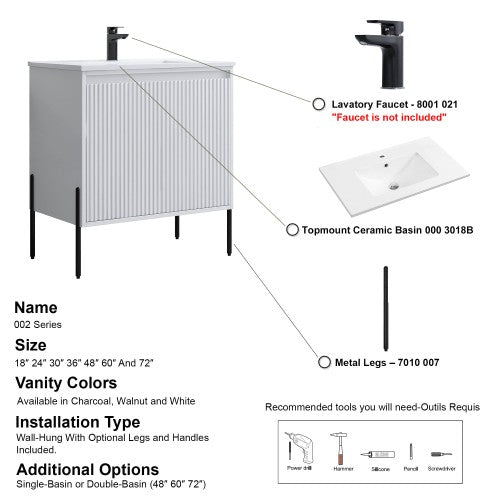 002 Series White Wood Bathroom Vanity 6