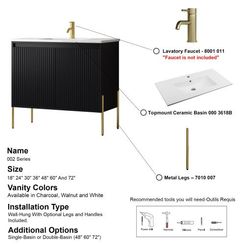 002 Series Charcoal Wood Bathroom Vanity 6