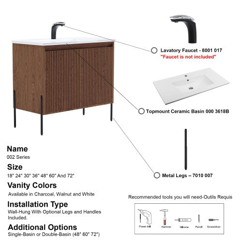 002 Series Walnut Wood Bathroom Vanity 6