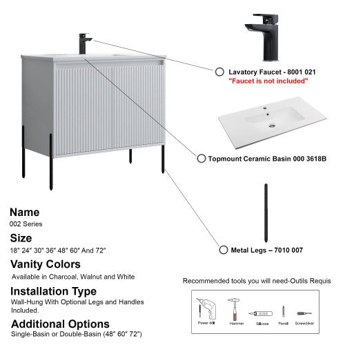 002 Series White Wood Bathroom Vanity 7