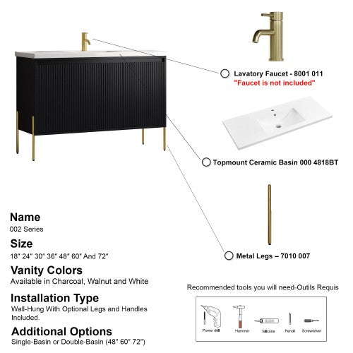 002 Series Charcoal Wood Bathroom Vanity 8