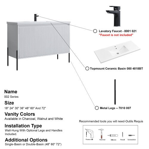 002 Series White Wood Bathroom Vanity 9