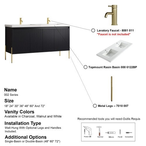 002 Series Charcoal Wood Bathroom Vanity 9