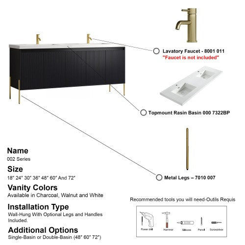 002 Series Charcoal Wood Bathroom Vanity 9