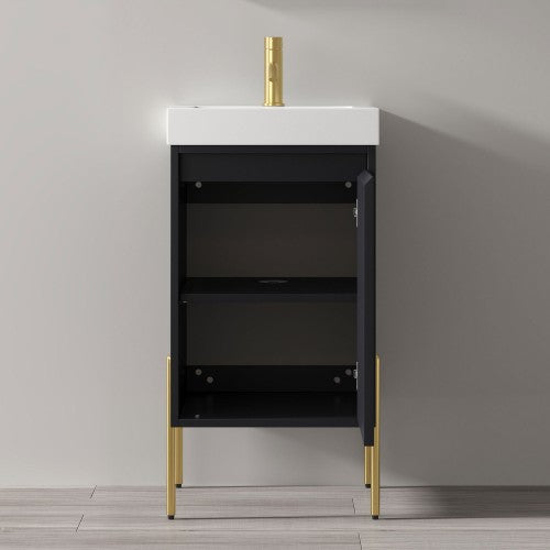 002 Series Charcoal Wood Bathroom Vanity 6