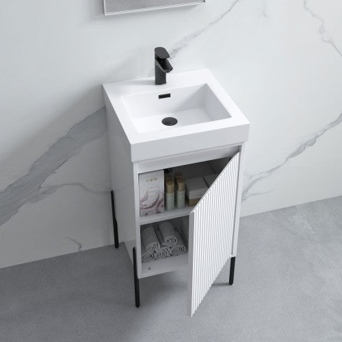 002 Series White Wood Bathroom Vanity 5