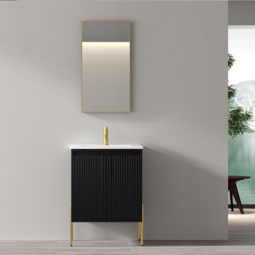 002 Series Charcoal Wood Bathroom Vanity 2
