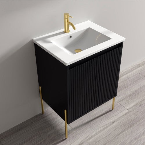 002 Series Charcoal Wood Bathroom Vanity 1