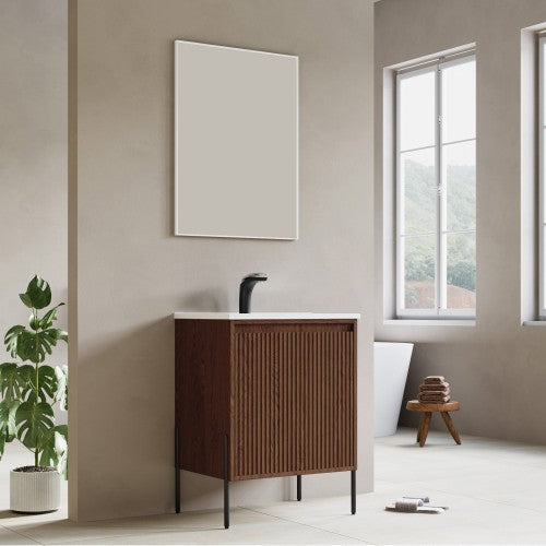 002 Series Walnut Wood Bathroom Vanity 3