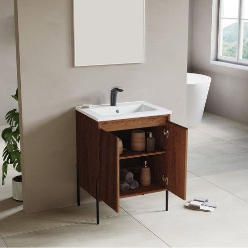 002 Series Walnut Wood Bathroom Vanity 5