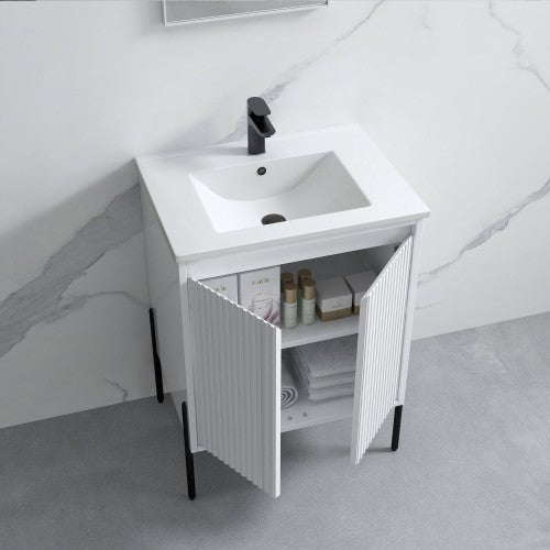 002 Series White Wood Bathroom Vanity 6