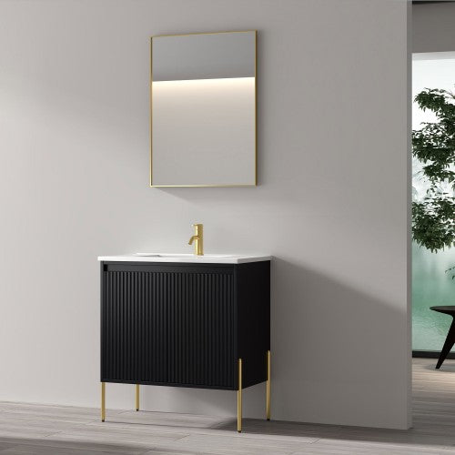 002 Series Charcoal Wood Bathroom Vanity 3