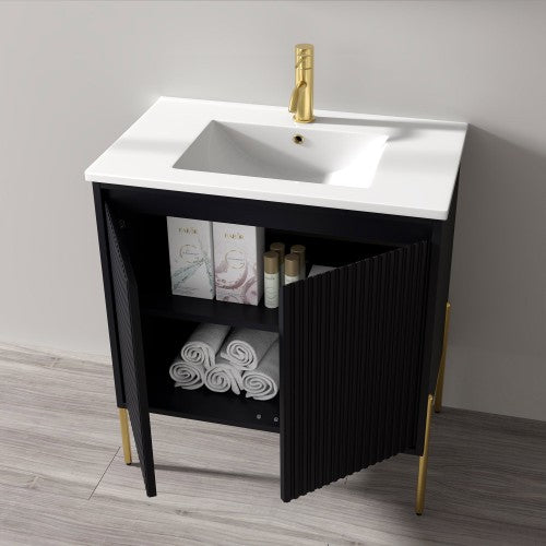 002 Series Charcoal Wood Bathroom Vanity 6