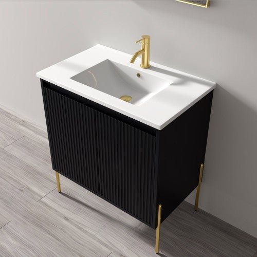 002 Series Charcoal Wood Bathroom Vanity 4