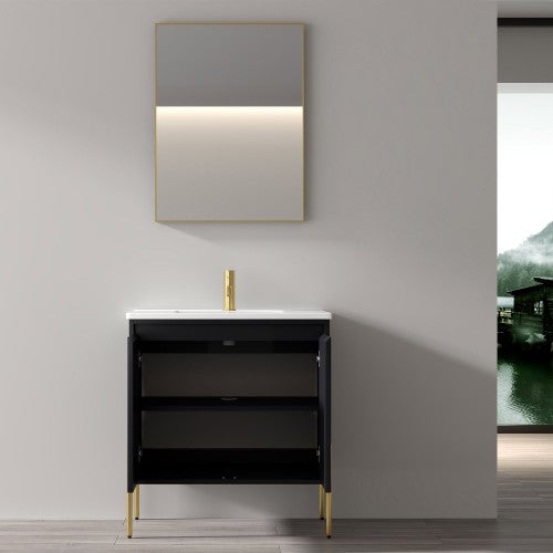 002 Series Charcoal Wood Bathroom Vanity 5