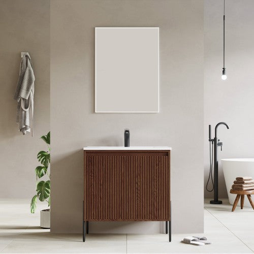 002 Series Walnut Wood Bathroom Vanity 3