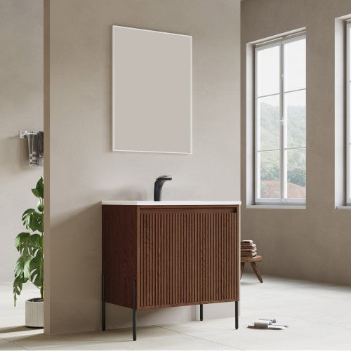 002 Series Walnut Wood Bathroom Vanity 2