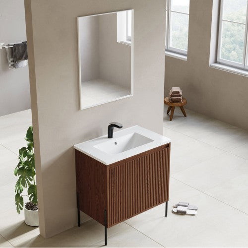 002 Series Walnut Wood Bathroom Vanity 4