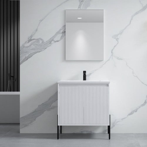 002 Series White Wood Bathroom Vanity 2