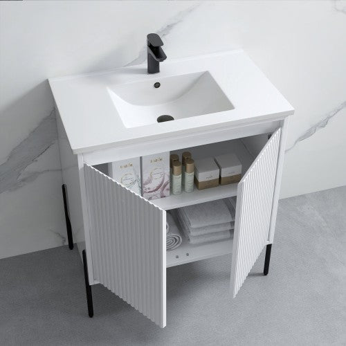 002 Series White Wood Bathroom Vanity 4