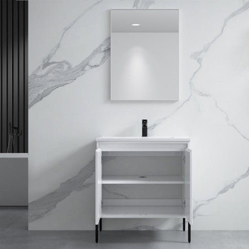 002 Series White Wood Bathroom Vanity 5