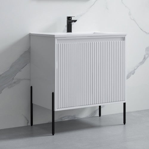 002 Series White Wood Bathroom Vanity 1