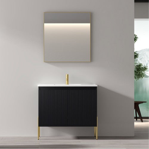 002 Series Charcoal Wood Bathroom Vanity 2