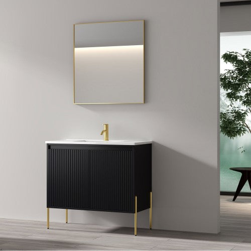 002 Series Charcoal Wood Bathroom Vanity 4