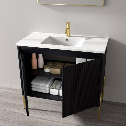 002 Series Charcoal Wood Bathroom Vanity 5