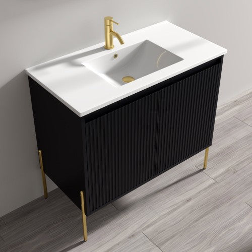 002 Series Charcoal Wood Bathroom Vanity 1