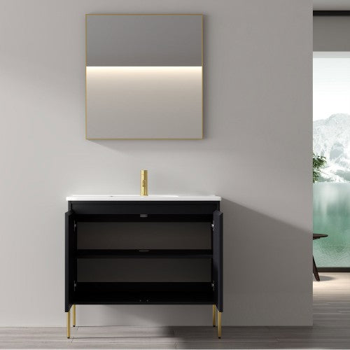 002 Series Charcoal Wood Bathroom Vanity 3