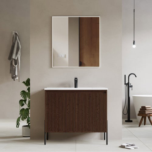 002 Series Walnut Wood Bathroom Vanity 2