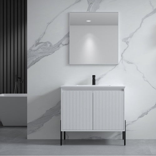 002 Series White Wood Bathroom Vanity 2