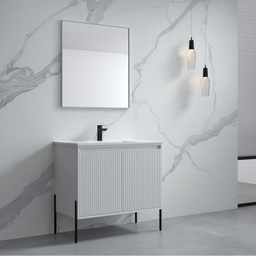 002 Series White Wood Bathroom Vanity 3
