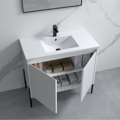 002 Series White Wood Bathroom Vanity 4
