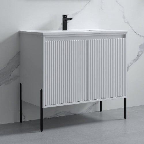 002 Series White Wood Bathroom Vanity 1