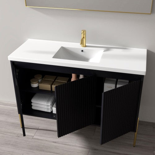 002 Series Charcoal Wood Bathroom Vanity 4