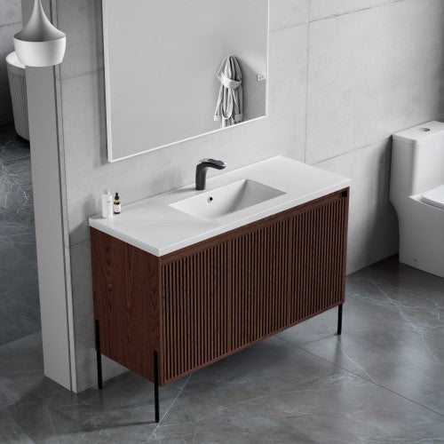 002 Series Walnut Wood Bathroom Vanity 4