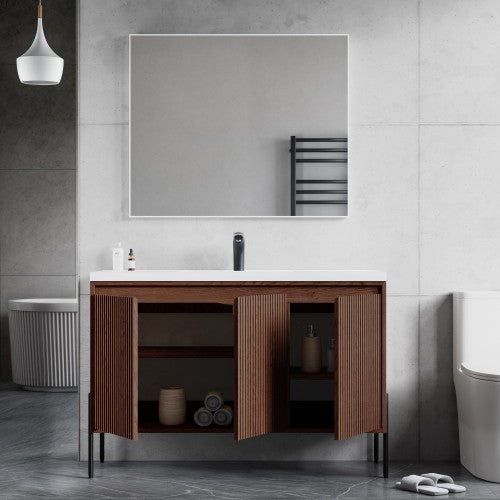 002 Series Walnut Wood Bathroom Vanity 5