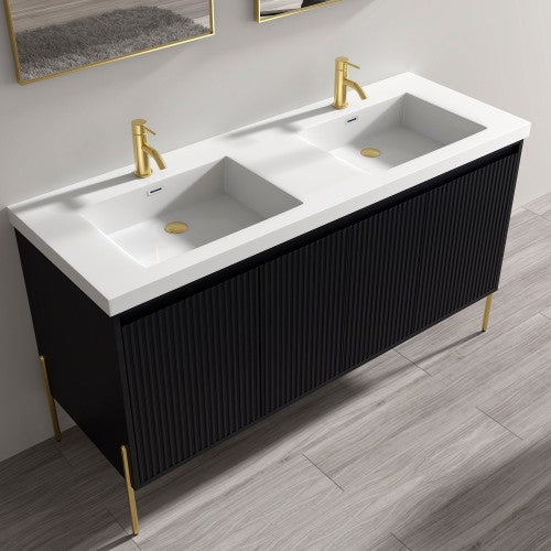 002 Series Charcoal Wood Bathroom Vanity 1