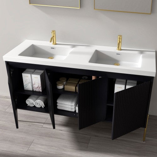 002 Series Charcoal Wood Bathroom Vanity 6