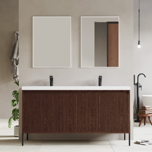 002 Series Walnut Wood Bathroom Vanity 2