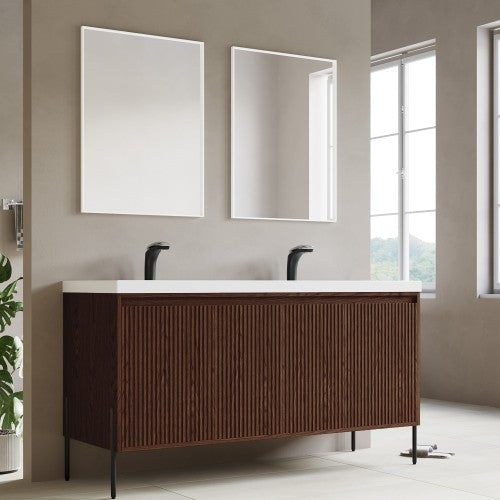 002 Series Walnut Wood Bathroom Vanity 3