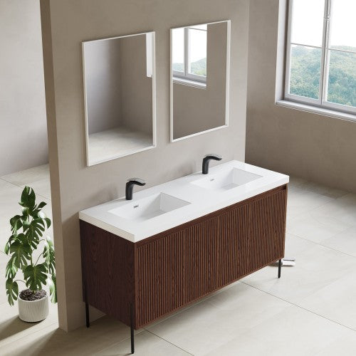 002 Series Walnut Wood Bathroom Vanity 4